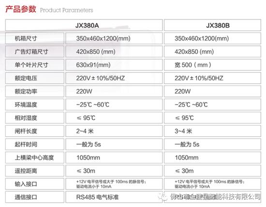建星JX380系列廣告道閘·產(chǎn)品參數(shù)