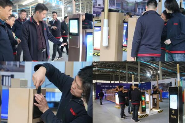 眾人到大廳展示區(qū)參觀行業(yè)產(chǎn)品，近距離感受新品所帶來的魅力