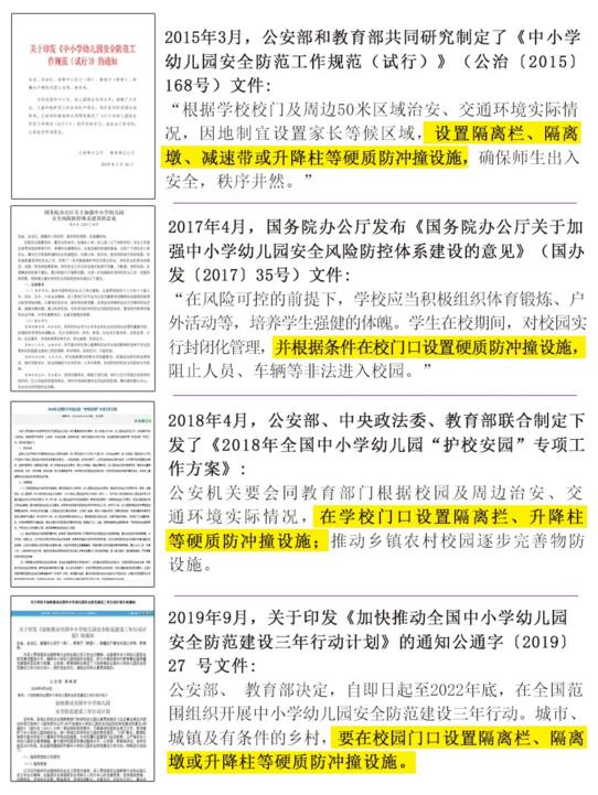 要求在學(xué)校出入通道安裝升降柱等硬質(zhì)防撞隔離設(shè)施