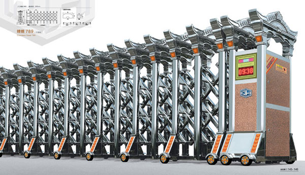 信陽出安智能電動(dòng)伸縮門安裝在楚城天街