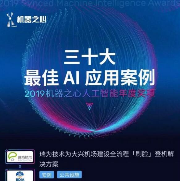 瑞為榮膺機器之心年度大獎「三十大最佳 AI 應用案例」