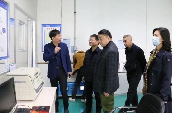 在陳董、鐘總等公司領導的陪同下，陳主任一行先后參觀了立林生產車間和實驗室