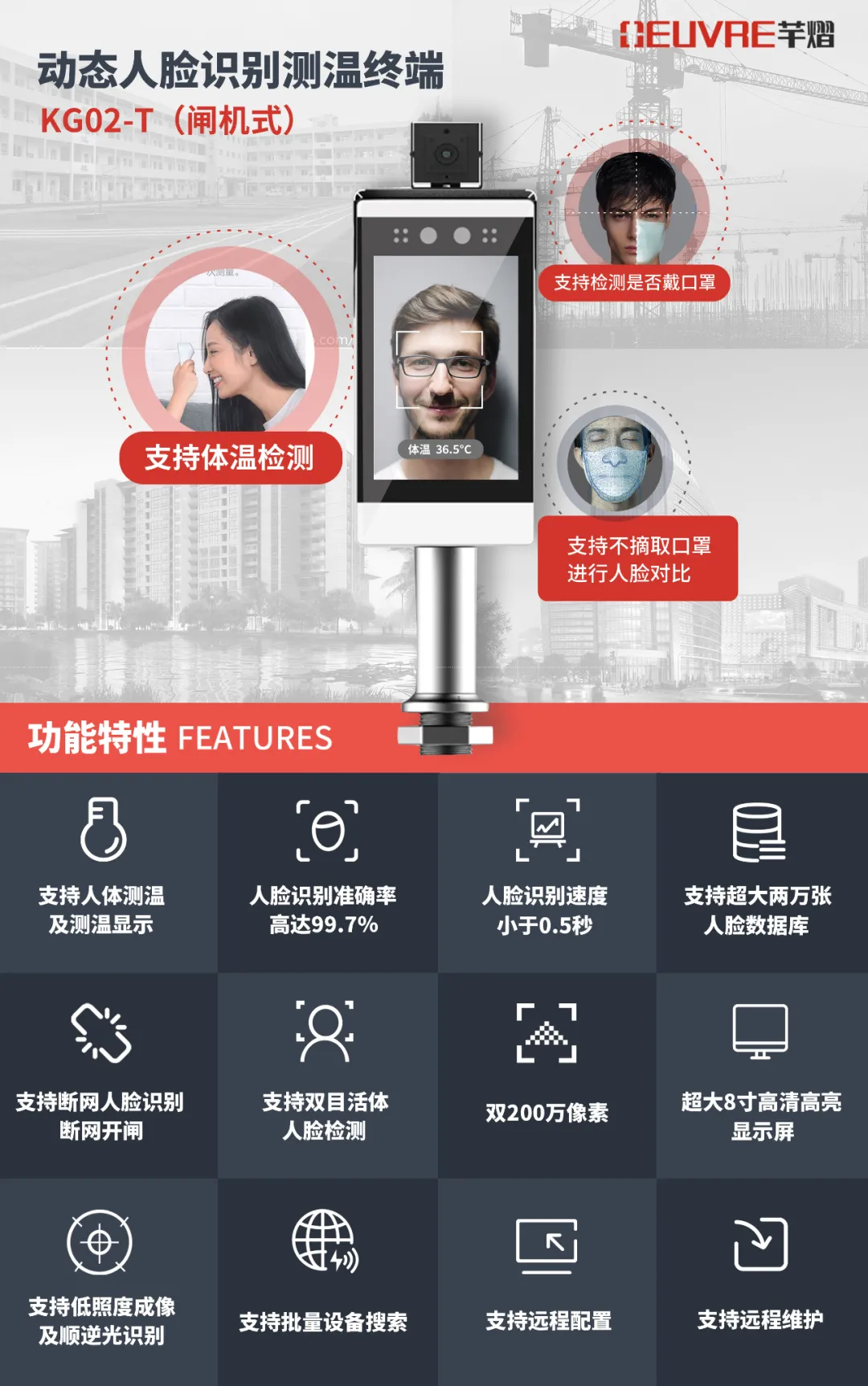 芊熠全新推出動態(tài)人臉識別測溫終端KG02-T