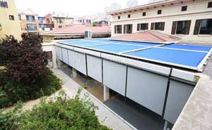 天津黑鯊運(yùn)動成長中心織物外遮陽項(xiàng)目 - 中出網(wǎng)-智能出入口與停車充電門戶